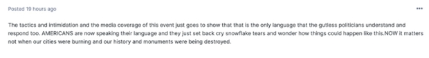 Extremist forum post